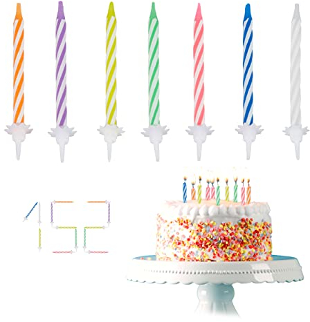 Relaxdays Geburtstagskerzen, 152-teiliges Kerzenset mit Haltern, Kuchenkerzen für Geburtstagsdeko, Partykerzen 6cm, Bunt