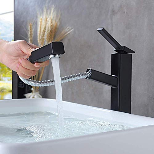 KAIYING Tall 1 Hole Pull Down Vessel Sink Faucet with Pull Out Sprayer