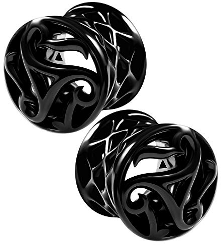 KJM FASHION 2 Stk Schwarze Legierung 12mm 1/2 Inch Double Flared Saddle Tunnel Ohrringe Flesh Plugs Dehnen ohrloch Earplugs Piercing Schmuck 5415