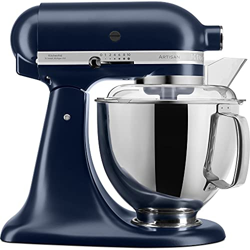 KitchenAid Küchenmaschine I Artisan I Kippbarem Food Processor I Teigknetmaschine mit 5 Zubehör | 2 Schüsseln aus Edelstahl | 4.8 L | Ink Blau