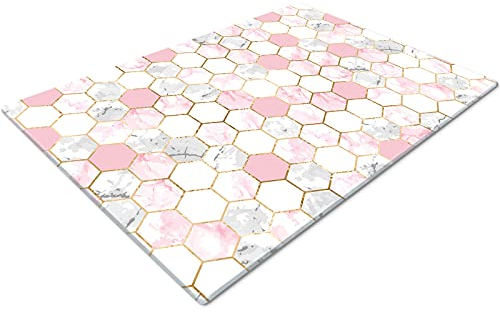 Glass Chopping Board | Kitchen Worktop Protector | Multifunctional Cutting Board | Work Top Savers | Kitchen Accessories | Extra Large | Pink White Grey