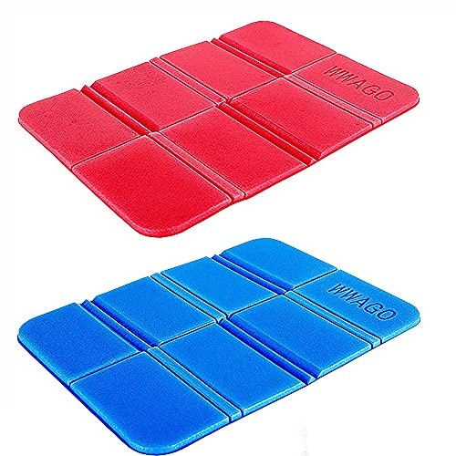 ANCLLO Outdoor Sitzkissen 2 Stück, Faltbar, Thermo, Wasserdicht, Isolierend, für Outdoor, Garten, Camping, Picknick, Wander, 38,5 x 27,5 x 0,8 cm, Rot, Blau