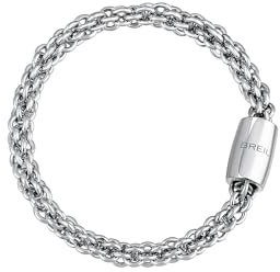 Breil, Collezione Magnetica, Bracciale Small Breeze, con Catena Intrecciata in Acciaio Lucido Specchiato, Pratica Chiusura con Magnete, Misura 19 Cm, Colore Silver