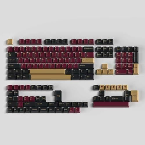173 Keys Double Shot Keycaps Cherry Profile Red Samurai Keycaps Set Fit for 61/64/87/104/108 Cherry Mx Switches ISO ANSI Layout Mechanical Keyboard
