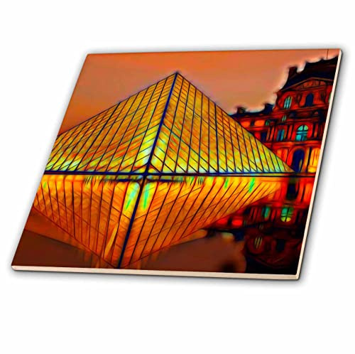 6 Inch Glass Tile - The Louvre Image of Light Infused Painting Light Infused Paintings