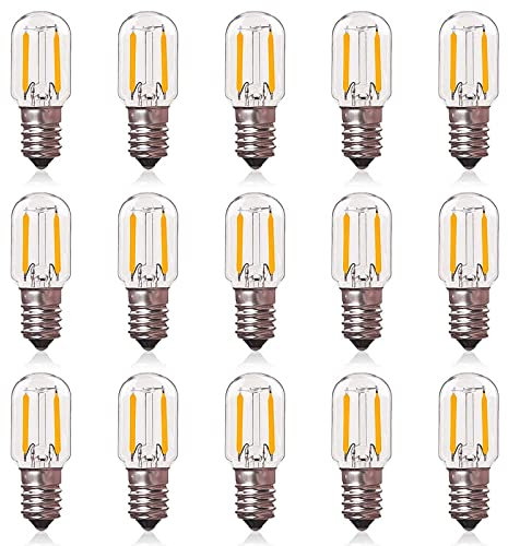 KUNOQXHA Dimmable E14 Night Light Bulbs, 15W Equivalent T20 Salt Lamp Bulb 2200K Warm White 100 Lumens E14 Base Mini LED Candelabra Bulb for Microwave Oven Refrigerator Ceiling Fan 5 Pack