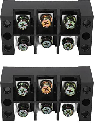 2pcs Morsettiera 100A 600V TBC Tipo Fisso PC Ferro Doppia Morsettiera a Vite Durevole Portatile per Sistemi di Distribuzione Illuminazione (3 Posizioni)