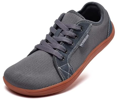 HOBIBEAR Unisex breda barfotaskor för män kvinnor utomhus spår löpning minimalistiska promenadskor lätta och andas, Grå brun, 45 EU