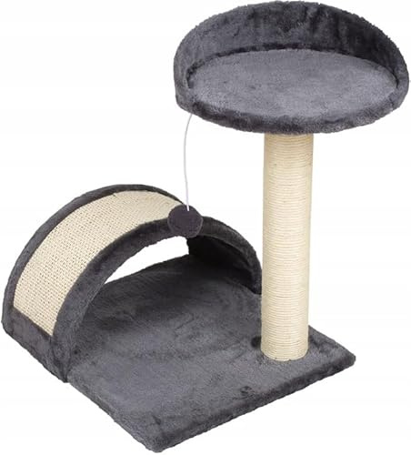 Katzen-Kratzbaum mit Haus Bett und Kratzstamm 45cm mit Aussichtsplattform Katzenhaus Katzenkratzbaum Katze Katzenspielzeug Katzenhöhlen, Sisalstämme, Grau