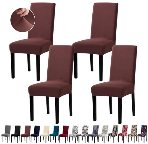Fafua Dining Room Chair Covers - Stretch Kitchen/Dining Room Set of 4, Removable Washable Slipcovers for Home, Hotel, Banquet