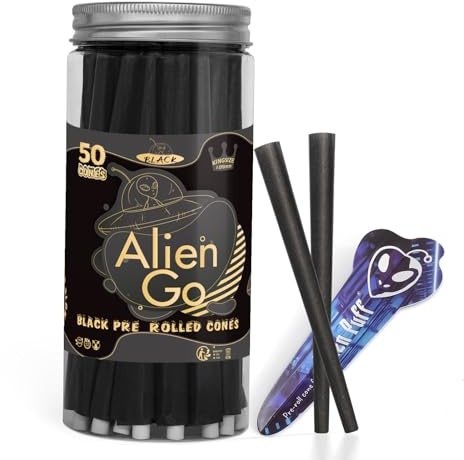 110mm Schwarz Vorgerollte Cones, KingSizeSlim Pre-rolled Cones Mit Tips, 50 packs Zigarettenpapier-Tabakzubehör, geeignet für Reisen, Zuhause, Teilen, Geschenke