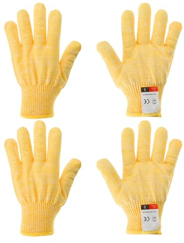PATIKIL Cut Resistant Gloves, 2 Pair Level 5 Protection Anti Cutting Gloves Cut Proof Gloves for Kitchen Wood Carving Working, Small, Yellow
