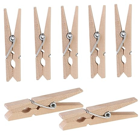 COLLBATH 100Stücke Mini Holzklammern Wäscheklammern aus Natürlichem Holz für Fotos Basteln und Dekoration Umweltfreundliche Deko für DIY-projekte