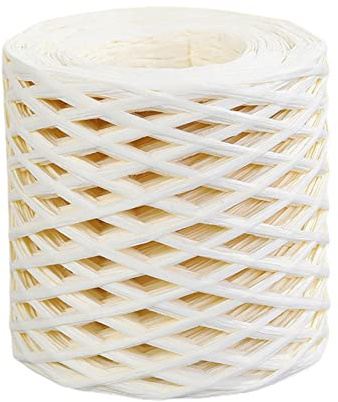 Cordel de cinta de papel de rafia natural, manualidades y embalaje ecológicos de 650 pies, kit de decoración y envoltura de regalos para Navidad, Acción de Gracias y bodas, color blanco lechoso