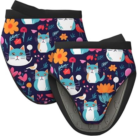 1 paire de gants de cuisine en silicone résistants à la chaleur avec motifs de chats, oiseaux et fleurs