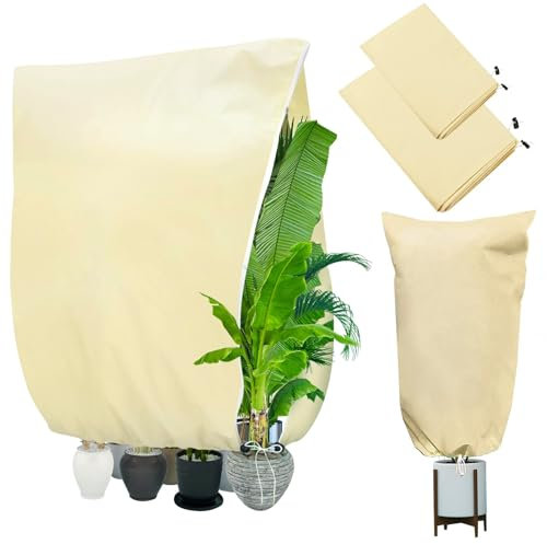 2 Pezzi Cappuccio Protezione Piante, dellyy 180*120 cm+120*80 cm Telo Protezione Piante Inverno, Copertura Antigelo Piante, Protezione Invernale Piante, Telo Antigelo per Piante, Protezione Invernale