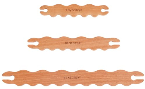 BENECREAT 3 pz Strumento per La Tessitura In Legno, Navette A Bastoncino Ondulato In Legno di Faggio Fai Da Te Strumento per Tessitura, Progetti di Lavoro A Maglia, 15/19.5/29.5cm