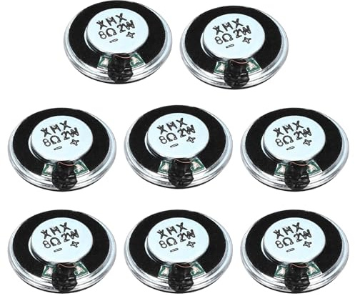 QUARKZMAN 2W 8 Ohm Kleine Lautsprecher Metallgehäuse 8 Stück | Runder Interner Mikromagnet Lautsprecher für Mini-Lautsprecher DVD EVD Multimedia Mobile Tragbare Werbemaschine
