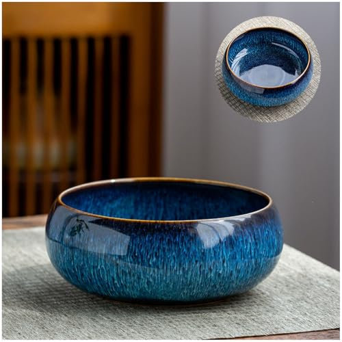 Fioriera a forma di fiore di loto, in ceramica, stile retrò, per piantare in acqua all'interno, vaso di narcisi di grande calibro, vaso in ceramica semplice per la casa (stile D)