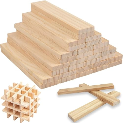 Joycabin 80 Stück Holzklötzchen zum Basteln, 160 x 22 x 8mm Bastelholz klötzchen Holzbausteine bastelklötzchen Hölzchen, Holzstäbchen Basteln Holz für Heimwerkerprojekte und DIY Deko