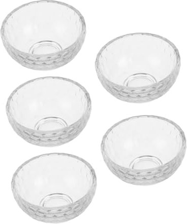 HEALLILY Lot de 5 Set de Set de Petits Bols en Verre Transparent Épais pour Usage Domestique, Style Japonerie Créatif, Robustes et Élégants pour Servir Snacks et Desserts