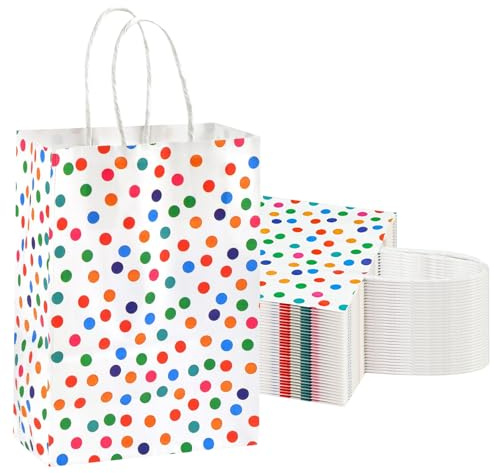24 Stück Geschenktüten Klein - Geschenktüten Papier, Papiertüten mit Henkel Weiß Bronzing Geschenktütens mit Gold Herz Papiertüten für Hochzeit Geburtstag Weihnachtstag - 21×15×8cm (G)