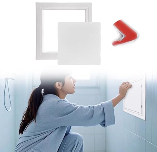 Revisionsklappe Kleine Selbstklebende Revisionsklappe für Badezimmer, Abnehmbare Wandlochabdeckung, Badewannen-Revisionsklappe für Fliesen, PVC-Sanitär-Wartungsklappenverschluss(White,325x325mm (12.8x