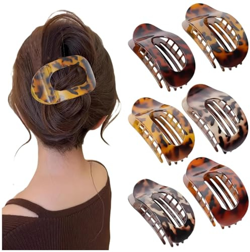 Flache Haarklammern für Damen, Haarspange Flach Damen, Einfach Elegante Entenschnabel Haarspange, Flat Claw Clip, Ebogenes Design für Dünnes und Dickes Haar,für Liegen und Fahren (Stil M)