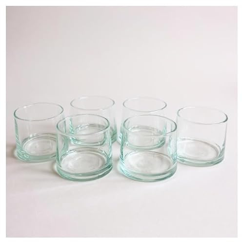 ARTIGIANATO VULCANO Lot de 6 verres marocains Beldi, verre recyclé soufflé à la bouche, 200 ml, 7 x 7 cm, transparents.