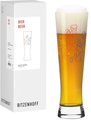RITZENHOFF 8303001 Bierglas 0,4 l, Serie Football – mit dynamischem Football-Motiv im modernen Look – Made in Germany