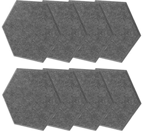MUELODSIC 8pcs Hexagonal Sound Dampening Panels Deep Gray Noise Reducing Acoustic Felt Wall Tiles Sound Absorbing Soundproofing for Home Office