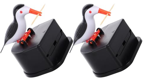 HOLIDYOYO Automatischer Zahnstocherspender Vogel Design Kunststoff Kompakt mit Druckmechanismus Zahnstocherspender für Zuhause Küche und Gesellige Runden