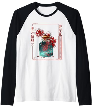 Giglio Ragno in estetica Giapponese Anime Red Spider Lily Maglia con Maniche Raglan