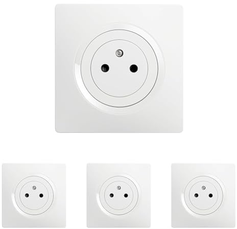 DEBFLEX - Casual Evo - Prise Électrique 2P+T - Prise Murale 16A Complète Avec Puits Affleurant - Plastique - Installation Encastrée - Blanche - 76 x 76 x 38 mm (Lot de 4)