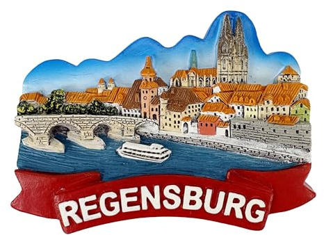 Kühlschrankmagnet Souvenir – Altstadt mit Regensburger Dom & Steinerne Brücke Motiv, 3D Magnet – Reiseandenken Mitbringsel & Geschenkidee - Regensburg