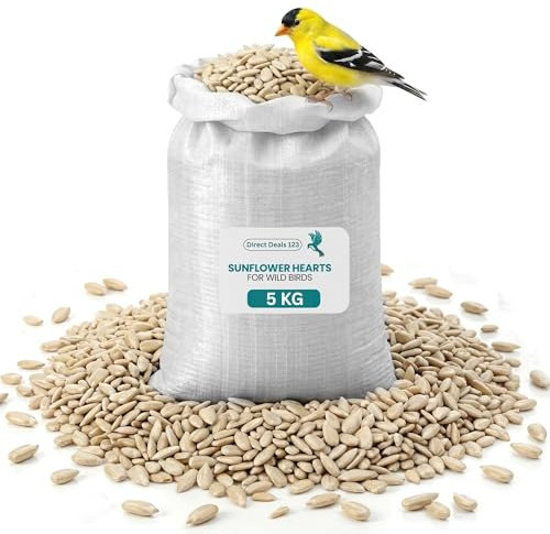 5 KG Sunflower Hearts for Wild Birds Food - No Mess Husk Free Bird Feed | 100% Natural, High Energy Sunflower Seeds