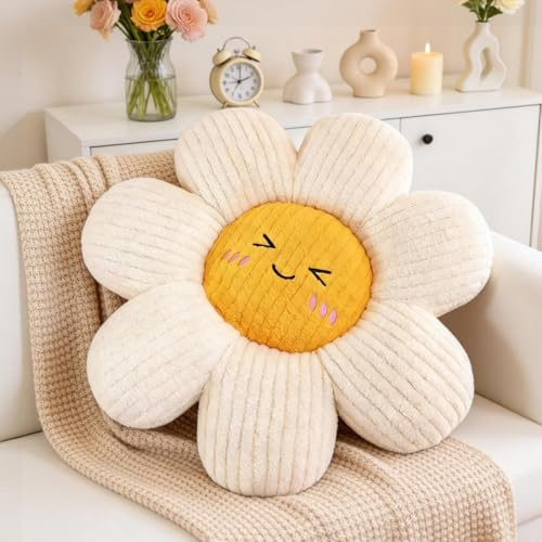 Blumenkissen, 45x45cm Blumen Kissen Plüsch, Bodenkissen Frühling, Sitzkissen Boden, Blumenbodenkissen, Blumenförmiges Kuschelkissen Stuhlkissen Zierkissen Dekokissen Plüschkissen für Sofa Couch (F)