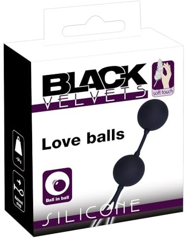 Black Velvets Balls - softe Liebeskugeln für effektives Training der Beckenboden-Muskulatur, Lustkugeln für Frauen mit Vibration zur intensiven Stimulation, schwarz
