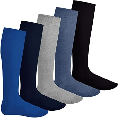 Footstar Herren & Damen Kniestrümpfe (5 Paar), Klassische Strümpfe aus Baumwolle - Everyday! - Jeanstöne 39-42