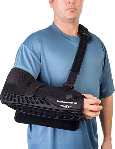 DonJoy UltraSling III Universal Fit Shoulder Support Sling with Soft Padded Adjustable Straps and Quick Release Buckles (Extra Large, Black)