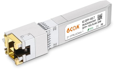 6COMGIGA 10GBASE-T SFP+ RJ45 Module jusqu'à 30 m,10G SFP+ vers RJ45 Copper Supportant Cat.6a/7, Pour Cisco SFP-10G-T-S, Ubiquiti uacc-cm-rj45-mg, D-Link,Supermicro Autres interrupteurs