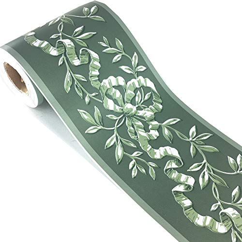 Carta da parati autoadesiva verde in rattan floreale bordo Peel Stick parete soffitto adesivo decorativo impermeabile 10 cm x 10 metri
