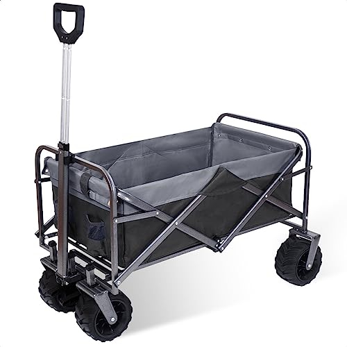 MaxxGarden Charrette de Transport Pliable - Chariot de Transport Jardin Chariot de Plage - Tout Terrain - 90x50x55 cm