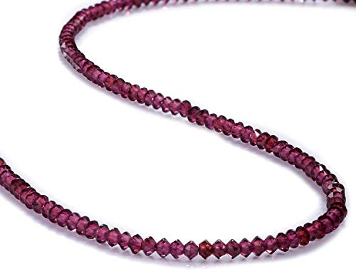 NirvanaIN Collier grenat naturel, bijoux en grenat, collier de perles en grenat véritable, collier de perles de grenat véritable de 3 mm, collier en pierre précieuse, cadeau pour femme, pierre