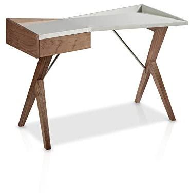 Angel Cerdá - Bureau en Bois de Noyer et Gris Perle - Bureau Moderne avec Tiroir Soft-Closing - Matériaux Résistants- 120 x 60 x 81 cm