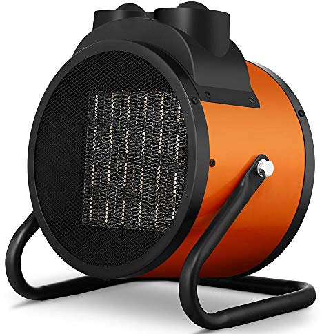 Bakaji Stufa Elettrica con Elementi Riscaldanti in Ceramica Termoventilatore Soffiante Industriale Potenza 3000W Termostato Regolabile Funzione Ventilatore Freddo Inclinazione Regolabile (3000 Watt)