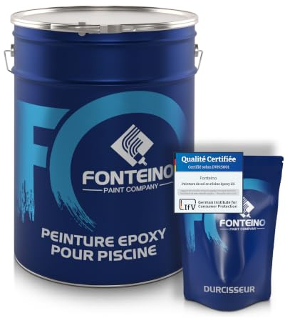 Fonteino Peinture époxy pour piscine béton bassin - protection étanche - Turquoise pastel 10KG | Idéal pour la rénovation de piscine, imperméable et résistant à l'abrasion, résine époxy à base d'eau, pour bassins en béton