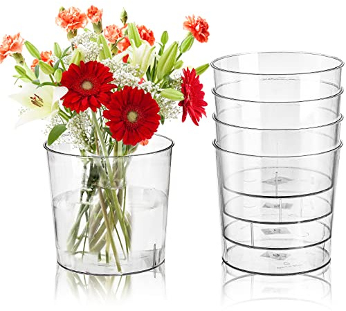 Kingrol Lot de 6 vases à Fleurs Transparents de 15 cm, seaux à Glace en Plastique pour Refroidir la bière, Le vin, Le Champagne, seaux Polyvalents pour la Maison et Le Bureau