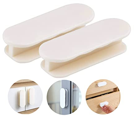 CiciIng 2 Stück Balkontürgriff, Türknauf Türgriff, Selbstklebende Türgriffe, Schrankgriffe, Türgriff Balkontür Außen, Kunststoff Möbelgriff Glastür Fenstergriff, Weiß