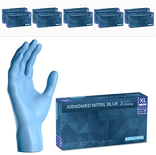 1000x ARNOMED® Einweghandschuhe Blau Extra Stark, Nitril Handschuhe XL | Einmalhandschuhe 50% dicker, Handschuhe Einweg puderfrei, latexfreie Gummihandschuhe, Einweghandschuhe in S, M, L & XL